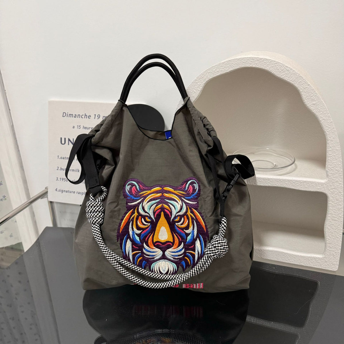 Women's Nylon Embroidered Fashion Niche Large Capacity One Women's Shoulder Bag