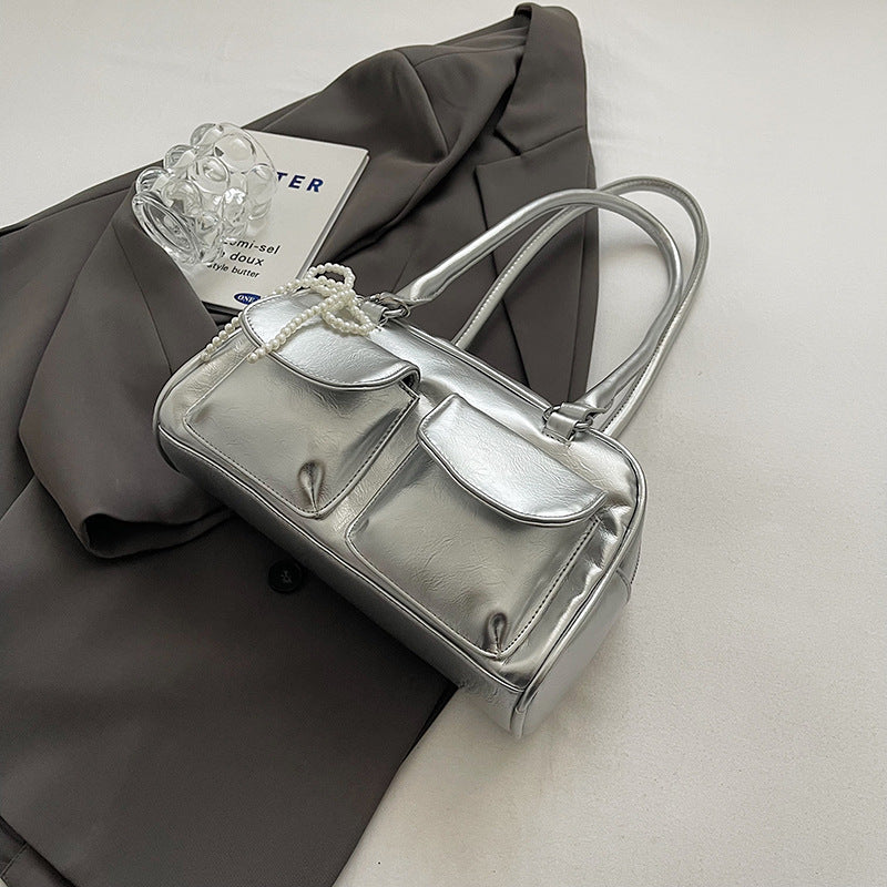 Niche Retro Underarm Double Pocket Stitching Bags