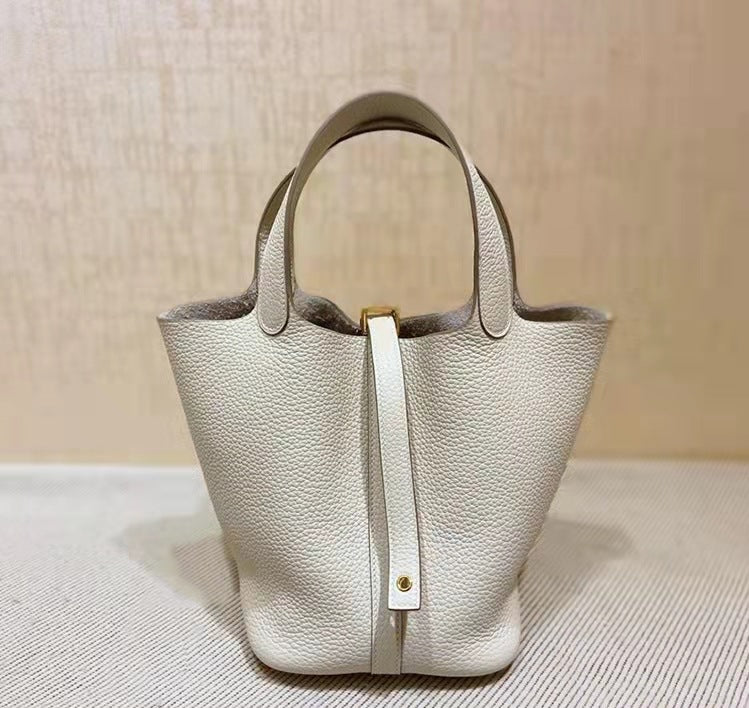 Women's Home Vegetable Basket Hand First Layer Cowhide Bags