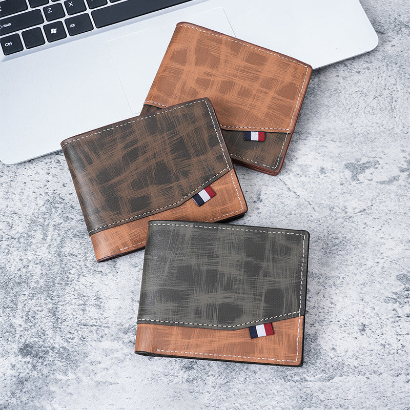 Men's Hinge Short Retro Fashion Frosted Multiple Slots Large Men's Wallet