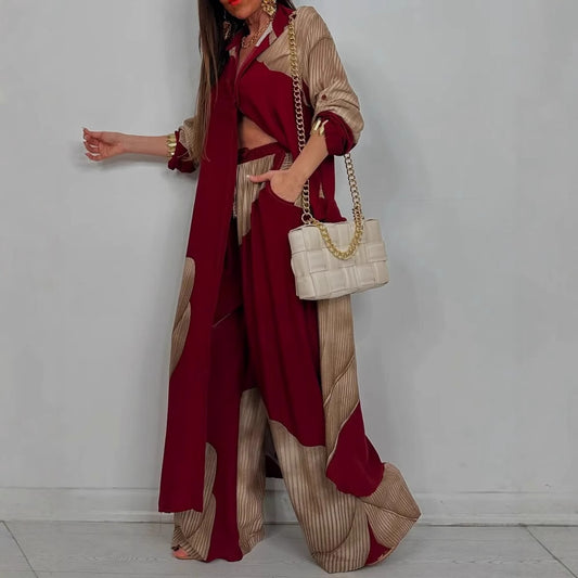 Women's Spring Fashion Casual Multicolor Loose Shirt Suits