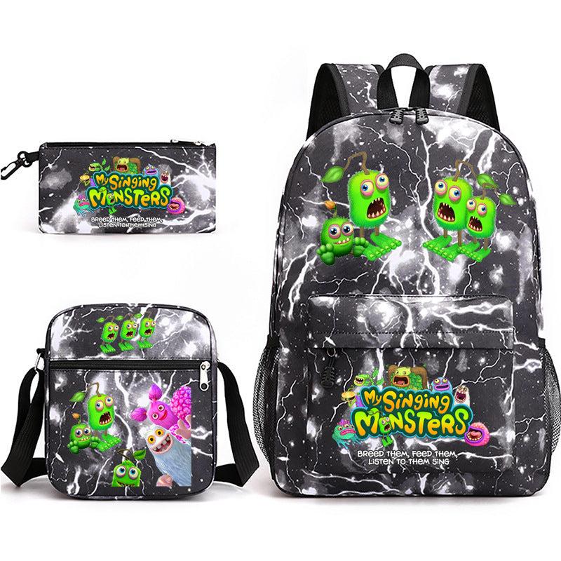 Game Monster Concert Pencil Three-piece Set Backpacks