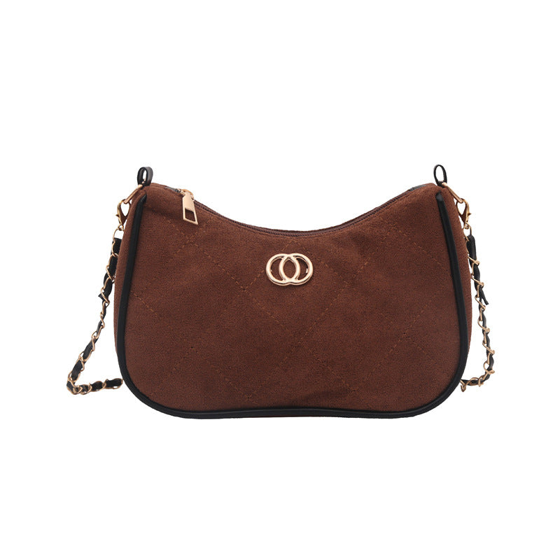 Women's Suede Rhombus Chain Horizontal Underarm Women's Shoulder Bag