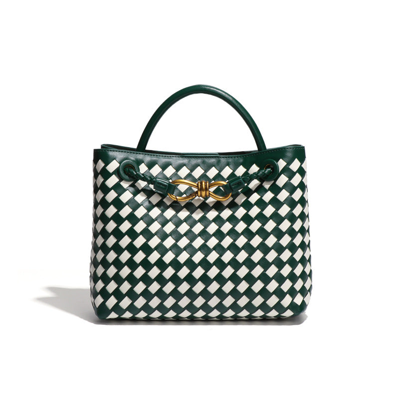 Women's Large Capacity For Pure Color Hand-woven Women's Handbag