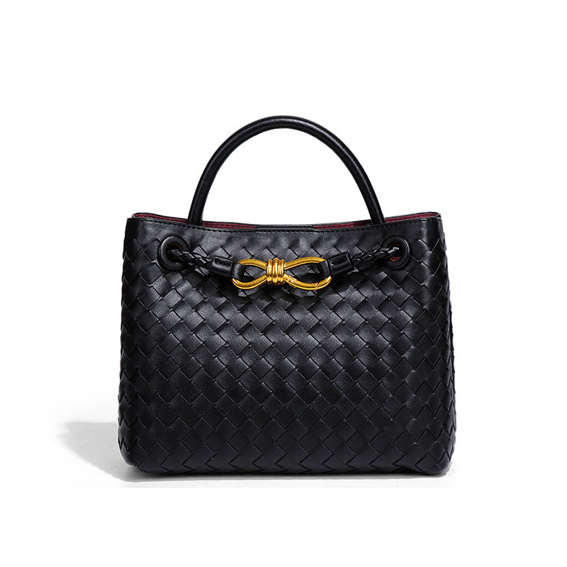 Women's Large Capacity For Pure Color Hand-woven Women's Handbag