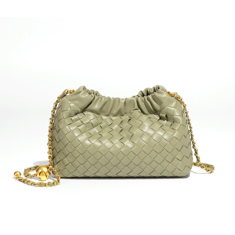 Women's Pleated Cloud Fashion Golden Ball Hand-woven Bags