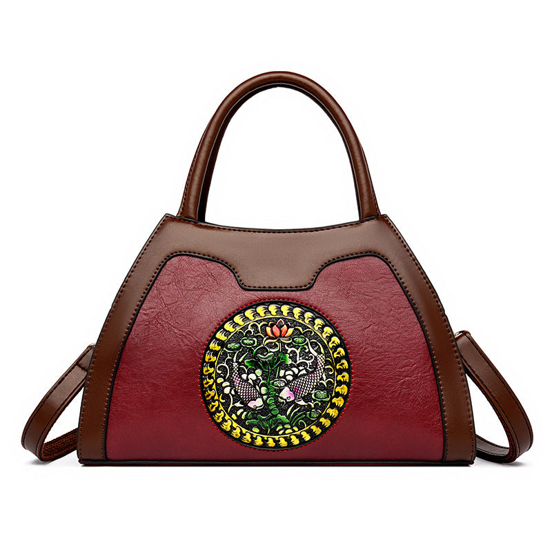 Women's Elegant National Style Soft Leather Mother Handbags