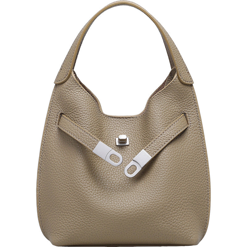 Women's Genuine Leather Portable Vegetable Basket High-grade Bags
