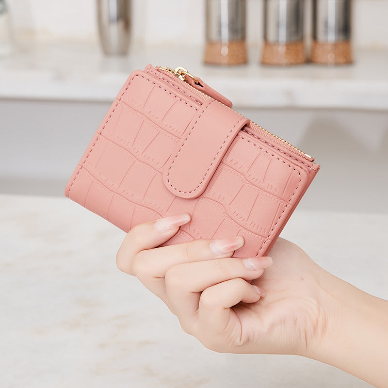 Fresh Crocodile Pattern Korean Short Folding Purses