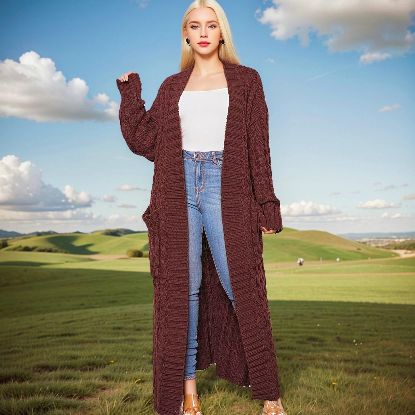 Women's Twist Pocket Fashion Sexy Casual Long Sweaters