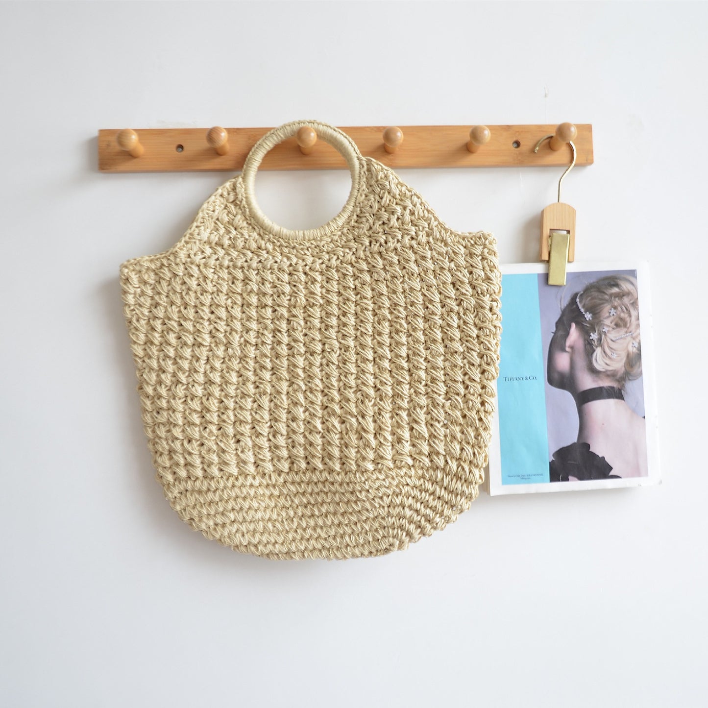 Hand-woven Straw Vacation Style Khaki Large Bags