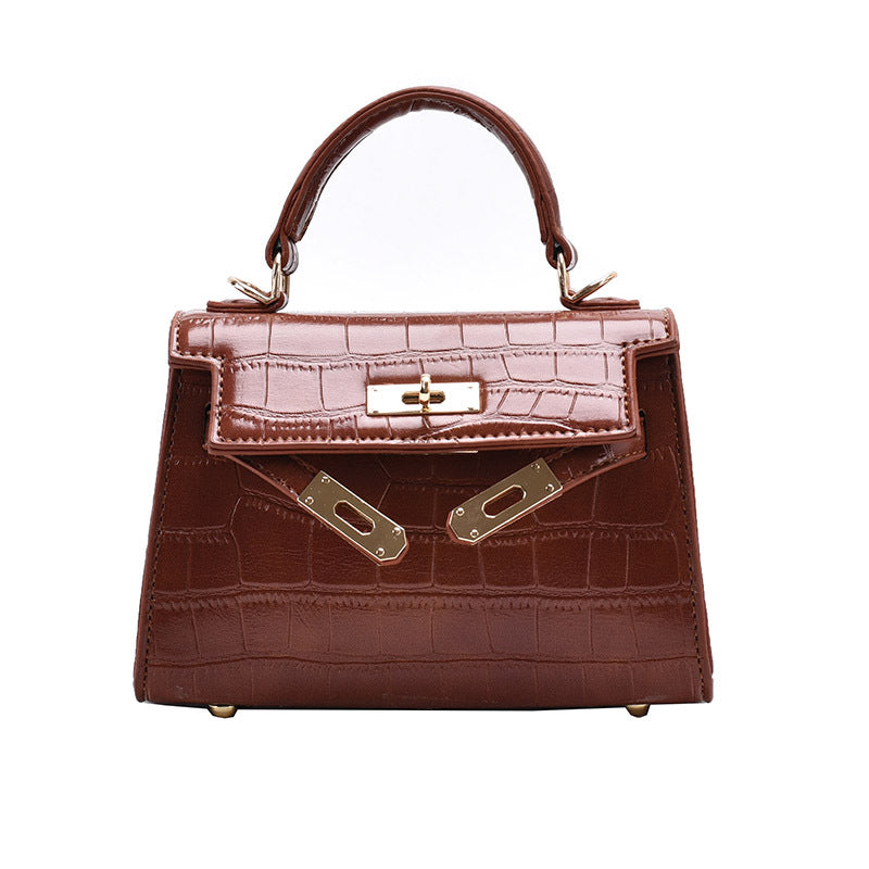 Women's Popular Stone Pattern Portable Kelly Springtide Simple Retro Women's Shoulder Bag