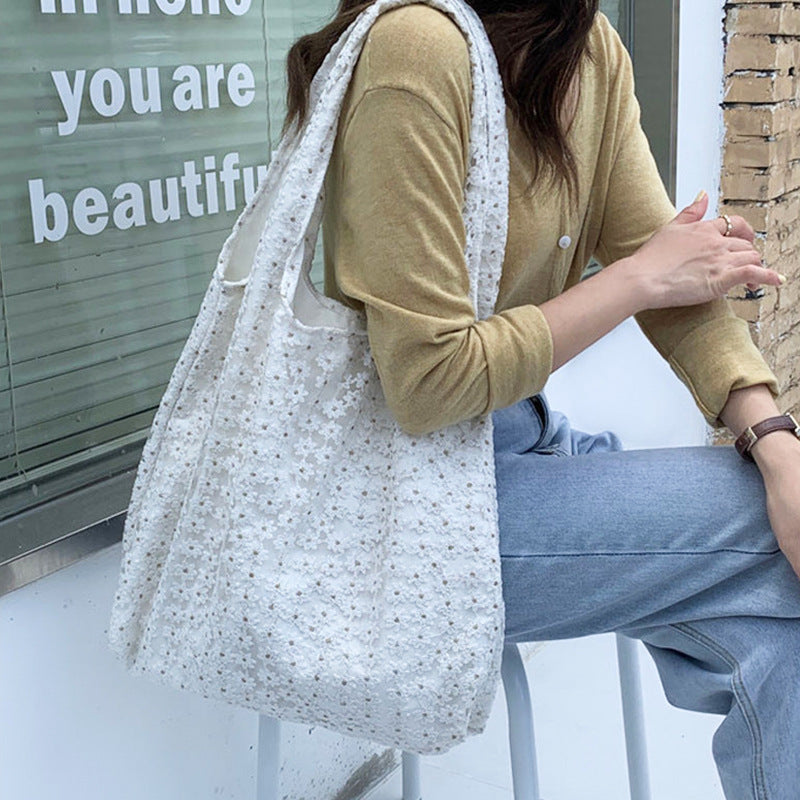 Mesh Flower Summer Large Capacity Female Fairy Style Three-dimensional Bags