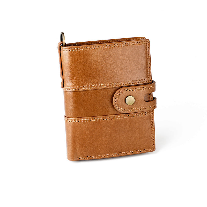 Men's First Layer Cowhide Swiping Slots Leather Men's Wallets