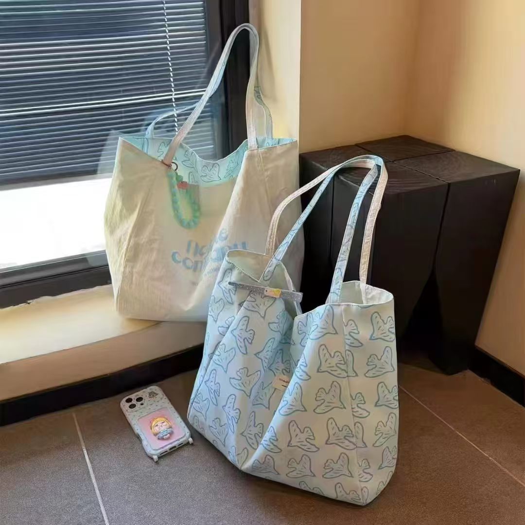 Women's Style Red Plaid Canvas Large Capacity Letter Double-sided Bags