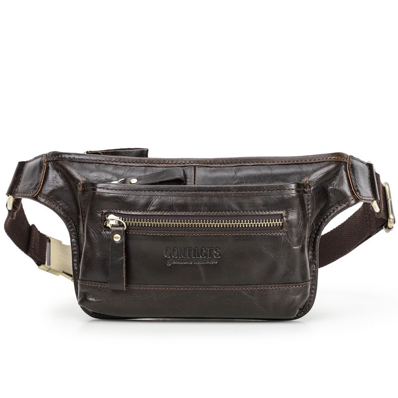 Men's Black Angel First Layer Cowhide Fashion Men's Waist Packs