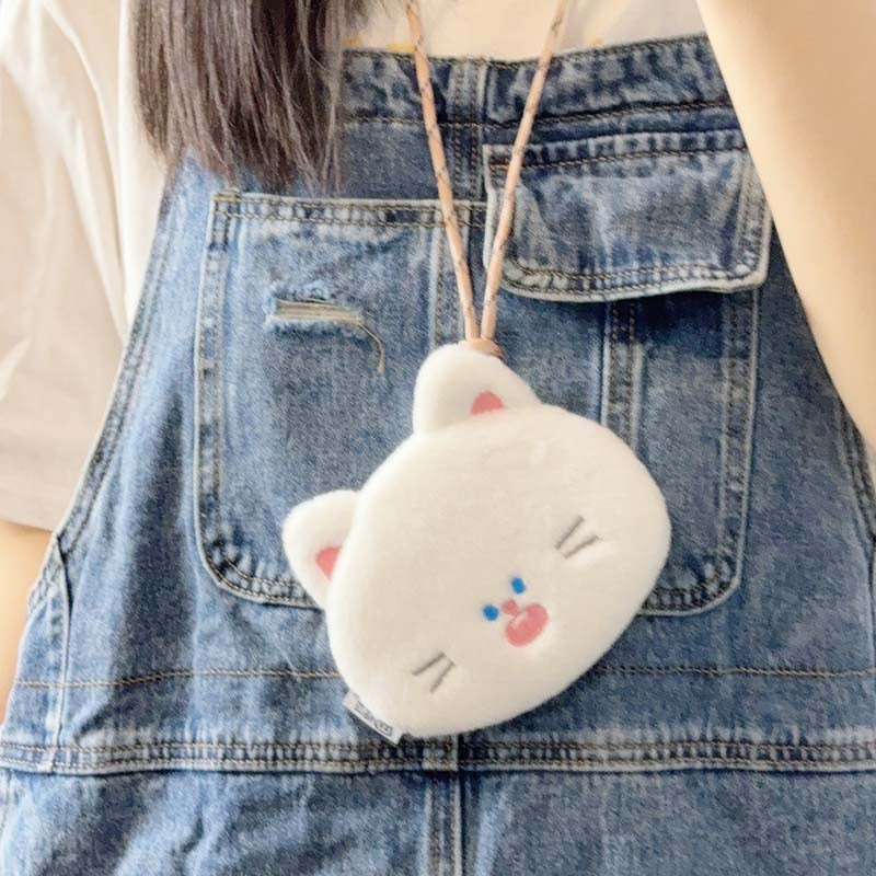 Cartoon Cat Expression Earphone Gifts For Women's Messenger Bag