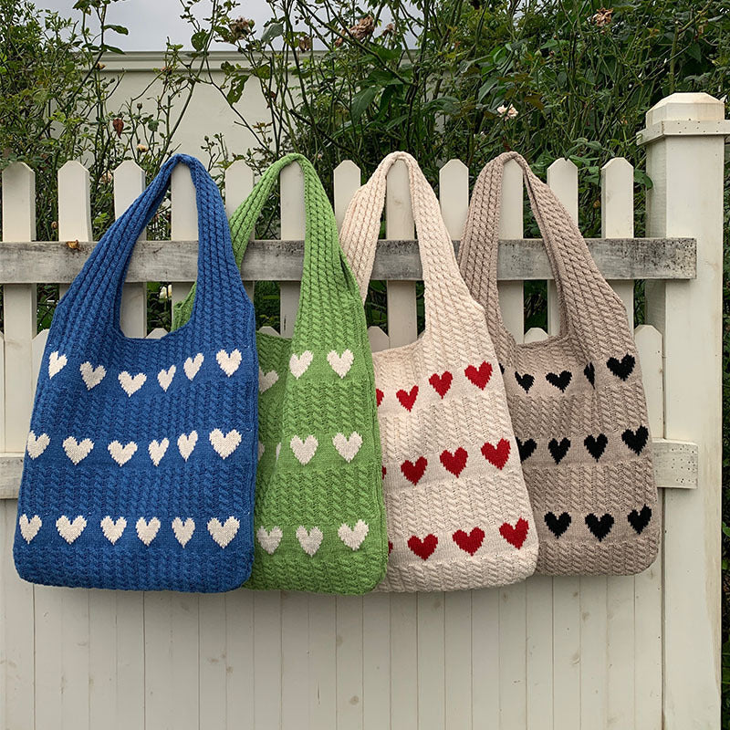 Women's Woven Love High-grade Exquisite Wool Portable Women's Shoulder Bag