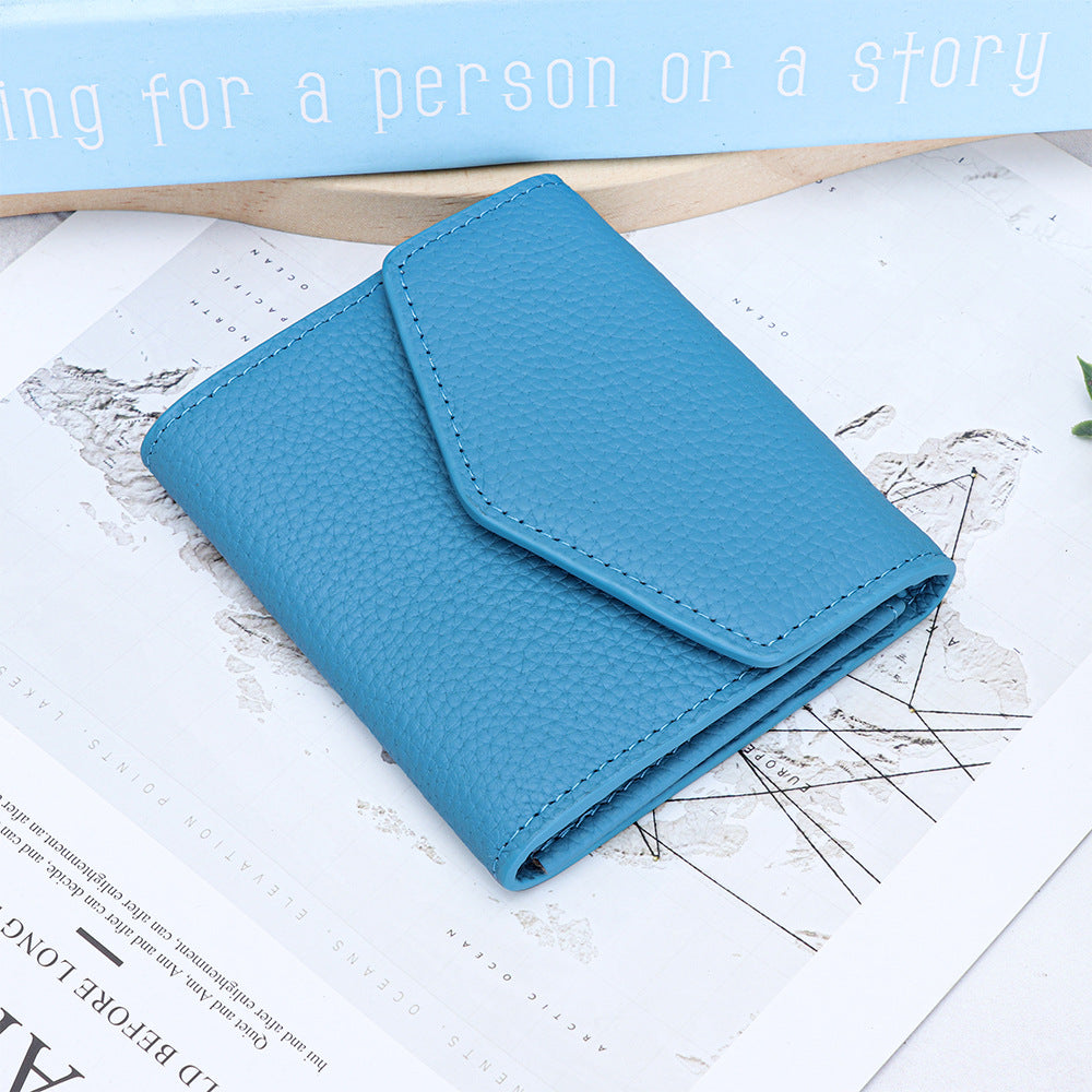 Versatile Women's Leather Short Folding Storage Ladies Wallet