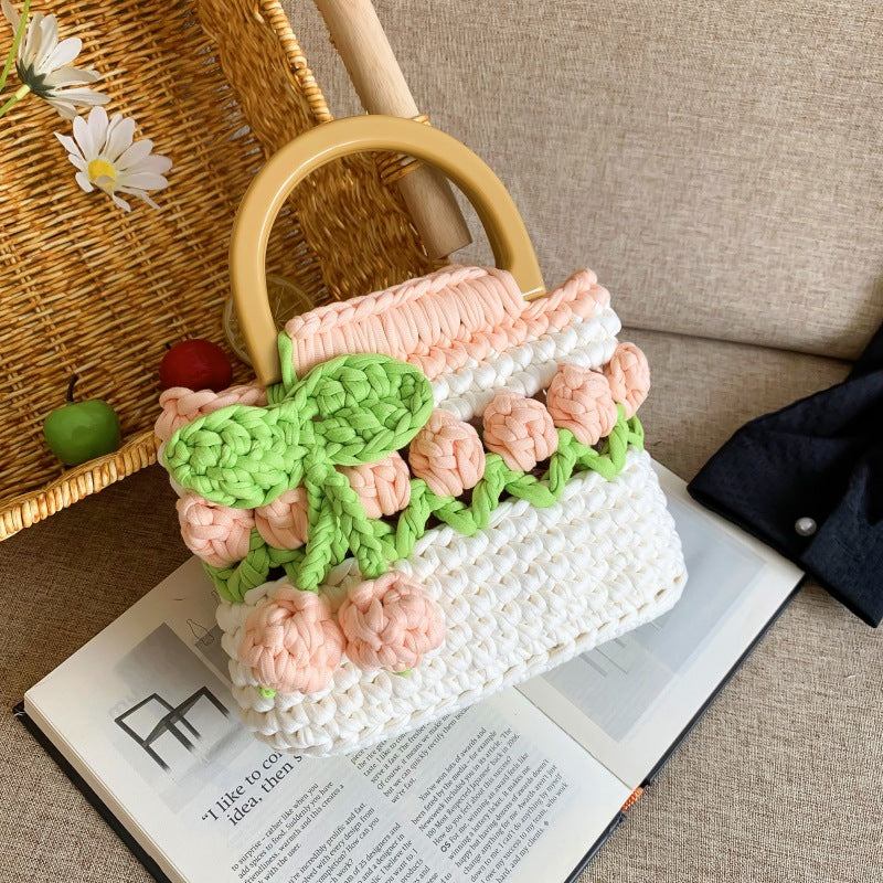 Tulip Hand-woven Homemade Strip Thread Material Finished For Women's Handbag
