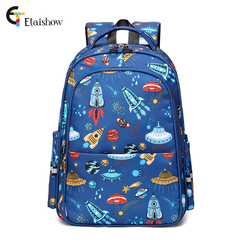 Male One Two Three Level Spacecraft Rocket Elementary School Students' Schoolbags