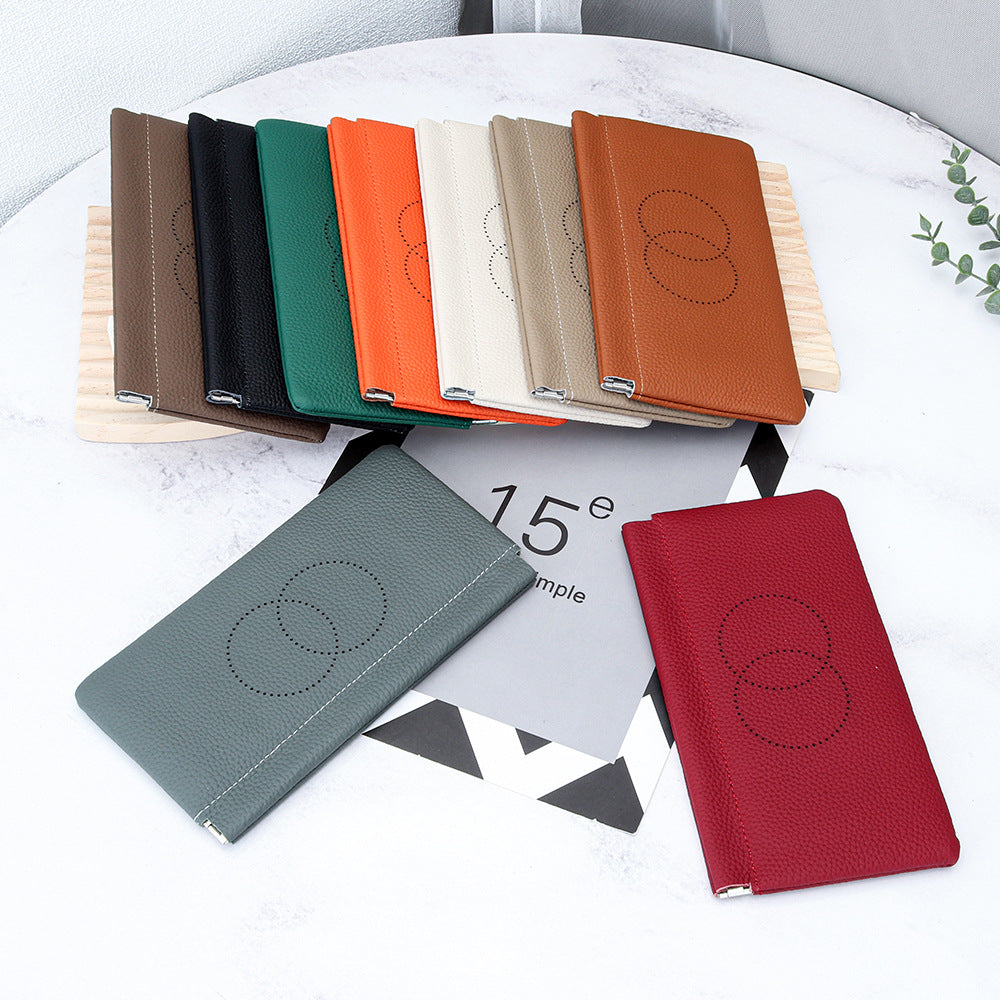 Women's Pure Top Layer Long Cowhide Large Capacity Soft Leather Mobile Ladies Wallet