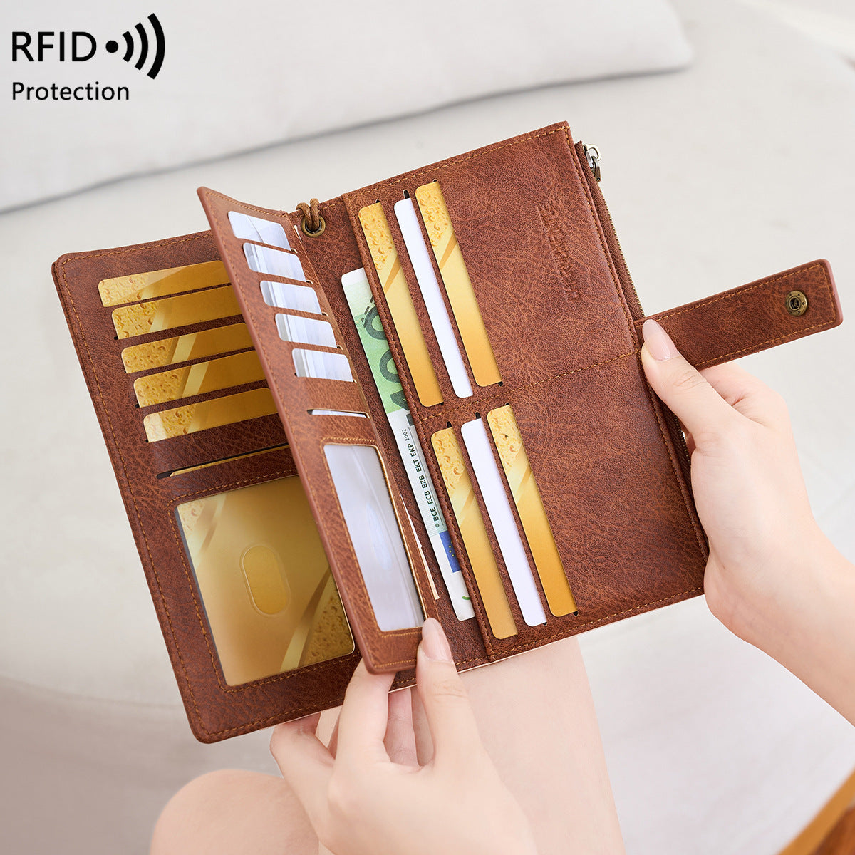 Women's Multiple Slots Long Retro Fashion Clutch Ladies Wallet