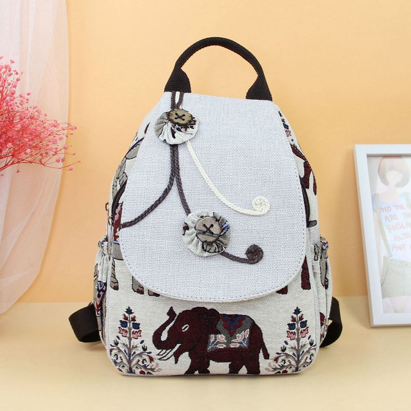 Retro Elephant Pattern Fresh Leisure Double Backpacks