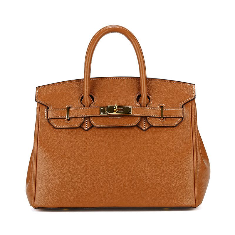 Women's Fashionable Lychee Pattern Portable Texture Large Shoulder Bags