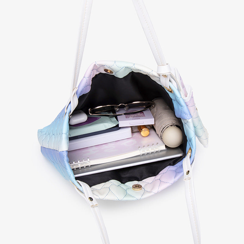 Rainbow Gradient Love Embroidered Affordable Luxury Fashion Two-piece Women's Shoulder Bag