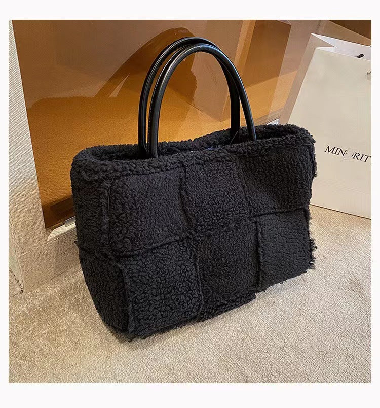 Women's Large Capacity Versatile Lamb Wool Portable Shoulder Bags