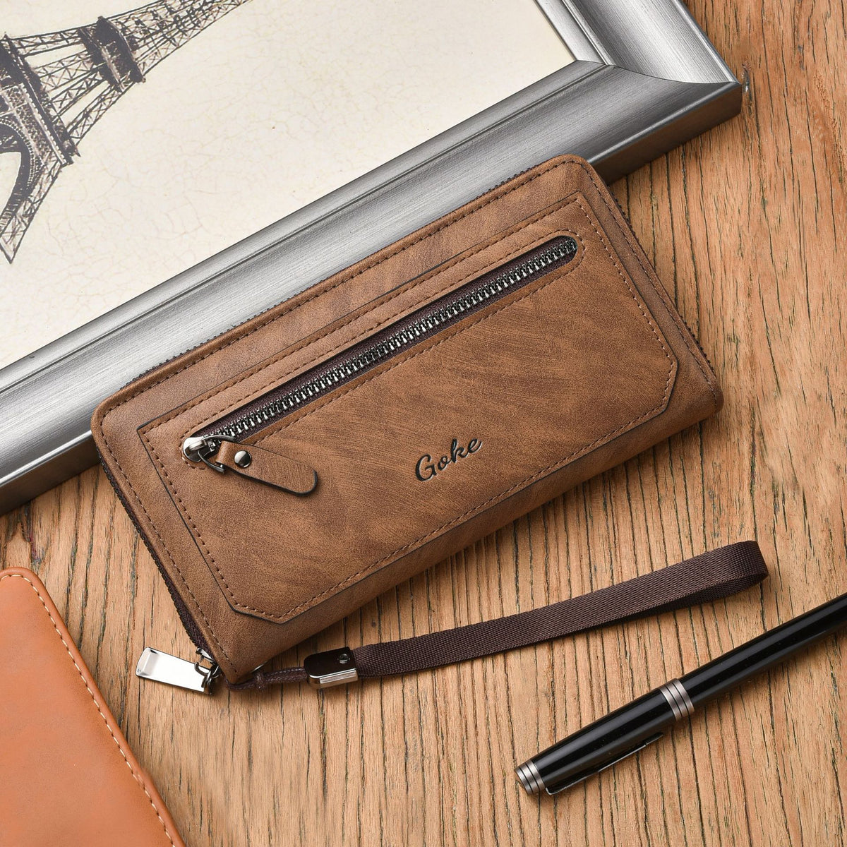 Men's Long Large Capacity Multiple Slots Zipper Document Men's Wallet