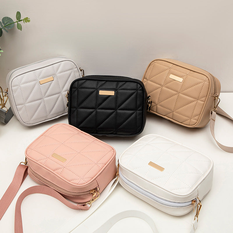 Triangle Rhombus Embroidered Trendy Stylish Portable Simple Large Capacity Light Women's Messenger Bag