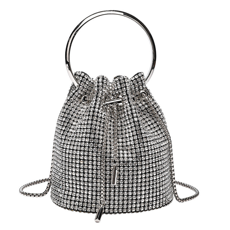 Women's Bezel Setting Brick Dinner Full Diamond Bucket Bags
