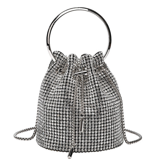 Women's Bezel Setting Brick Dinner Full Diamond Bucket Bags