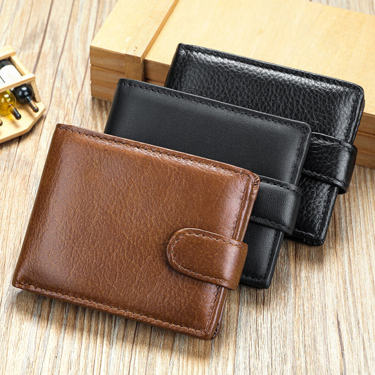 Men's Cowhide Multi Slots Genuine Leather Short Men's Wallets