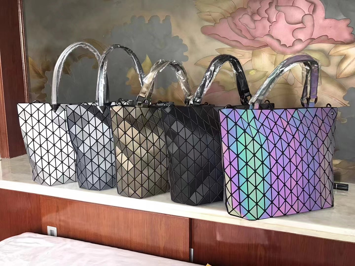 Women's Clearance Geometric Diamond Pattern Fashion Portable Special Bucket Bags