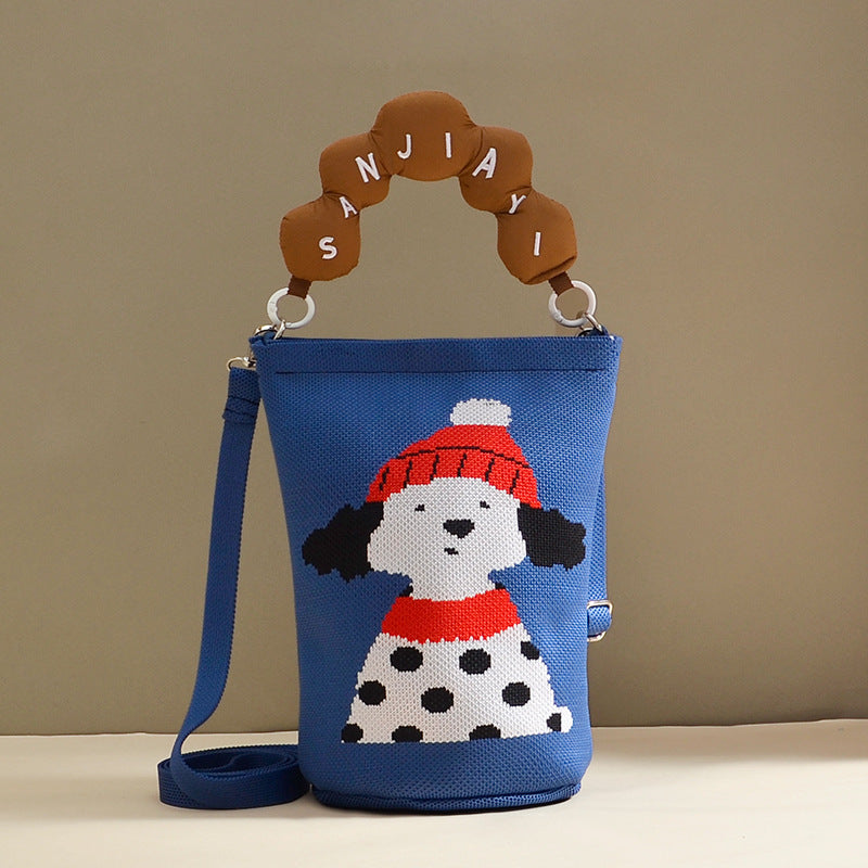 Women's Korean Style Knitted Cute Cartoon Unique Dopamine Flying Women's Handbag