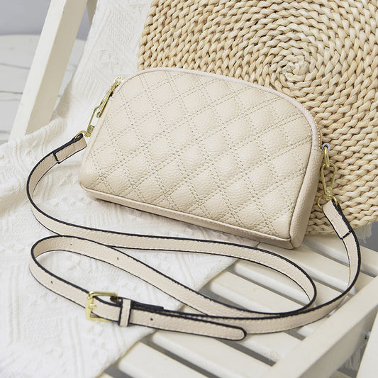 Women's Leather Rhombus Summer Fashion Cowhide Phone Bags