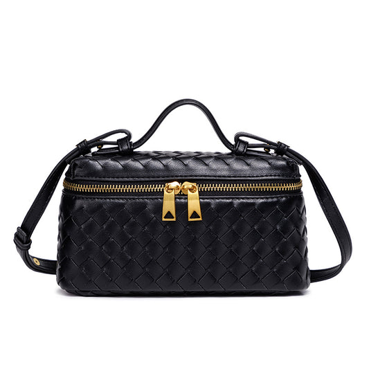 Popular Lunch Box Hand-woven Zipper Trendy Shoulder Bags