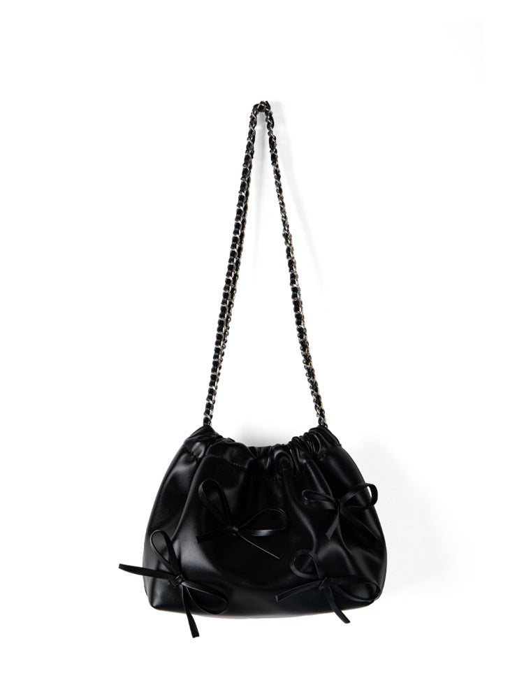 Women's Niche Chain Bow Soft Leather Spring Crossbody Bags
