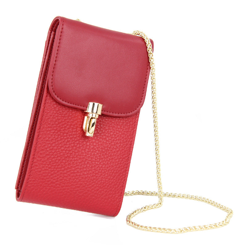 Women's First Layer Leather High Sense Joker Chain Phone Bags