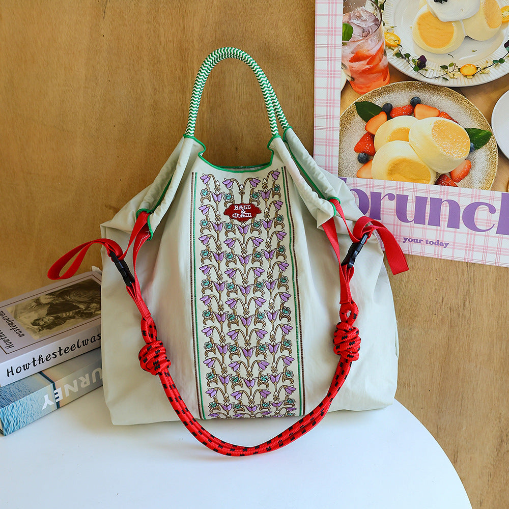 Thousand Needle Environmental Protection Waterproof Nylon Embroidery Fashion Large Capacity Women's Handbag