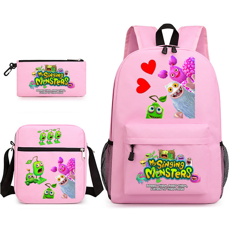 Game Monster Concert Pencil Three-piece Set Backpacks