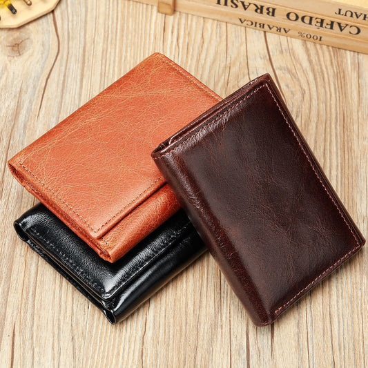 Men's Attractive Leather Short Multi Cowhide Men's Wallets