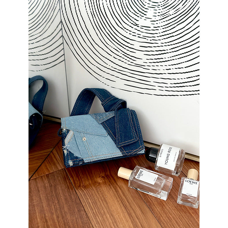 Trendy Denim Stitching Minority High-grade Hand Shoulder Bags