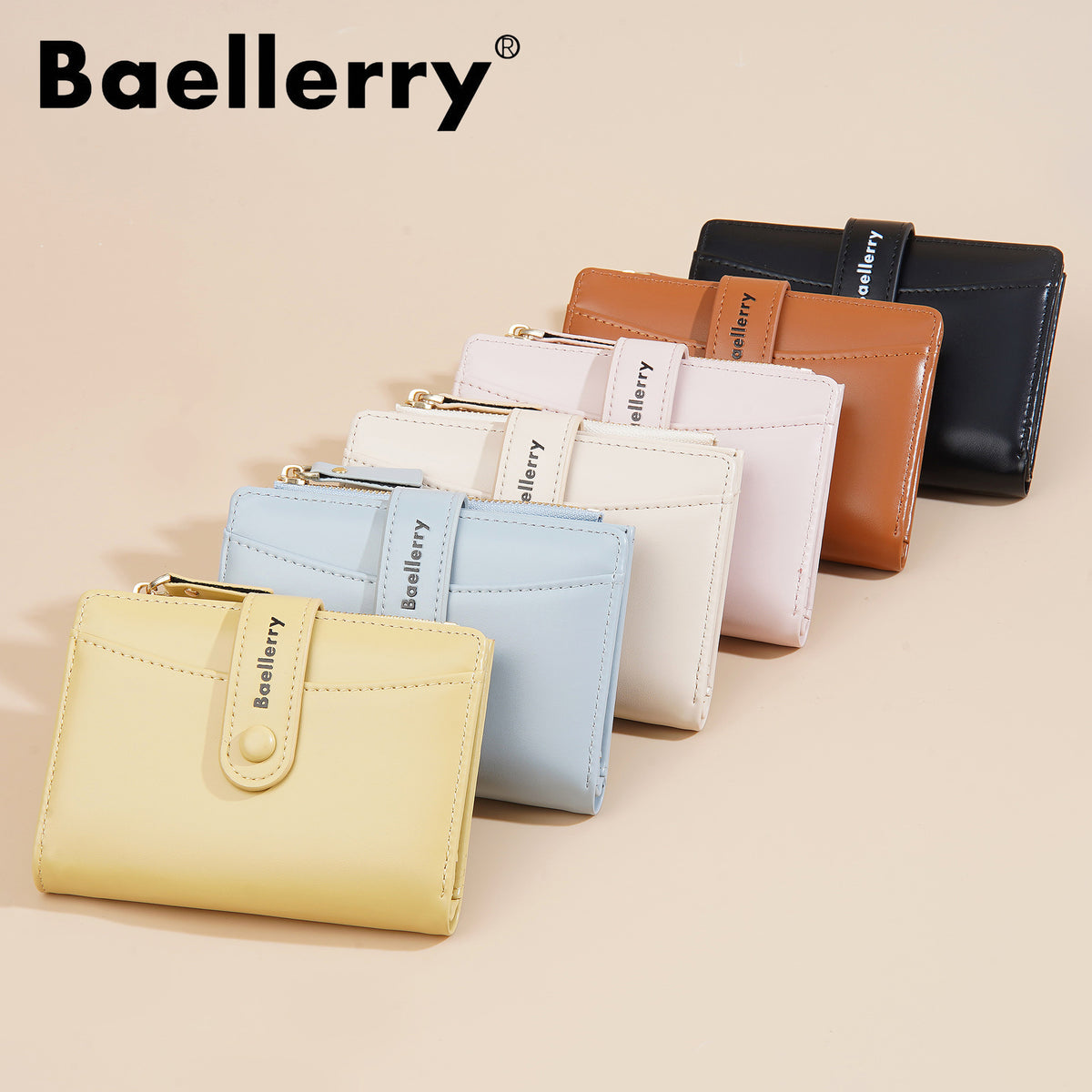 Women's High-grade Macaron Color Short Large Capacity Two-fold Purses