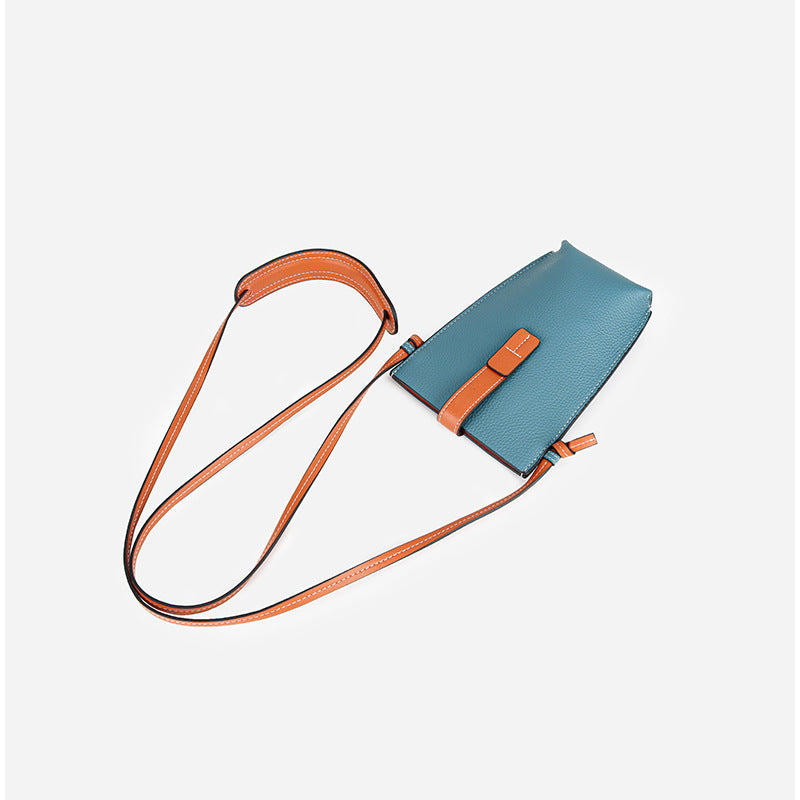 Women's Mobile Mini Genuine Cattlehide Leather Surface Women's Messenger Bag