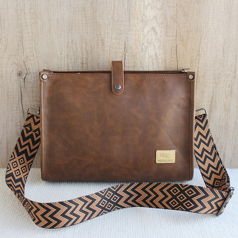 Men's High-grade Leather Large Capacity Green Trendy Bags