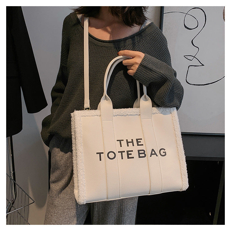 Lamb Wool Fashion Large Portable Lady's Handbags